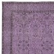Floral Patterned Turkish Rug in Purple Color, Modern Hand Knotted Rug for Kitchen and Living Room