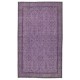 Floral Patterned Turkish Rug in Purple Color, Modern Hand Knotted Rug for Kitchen and Living Room