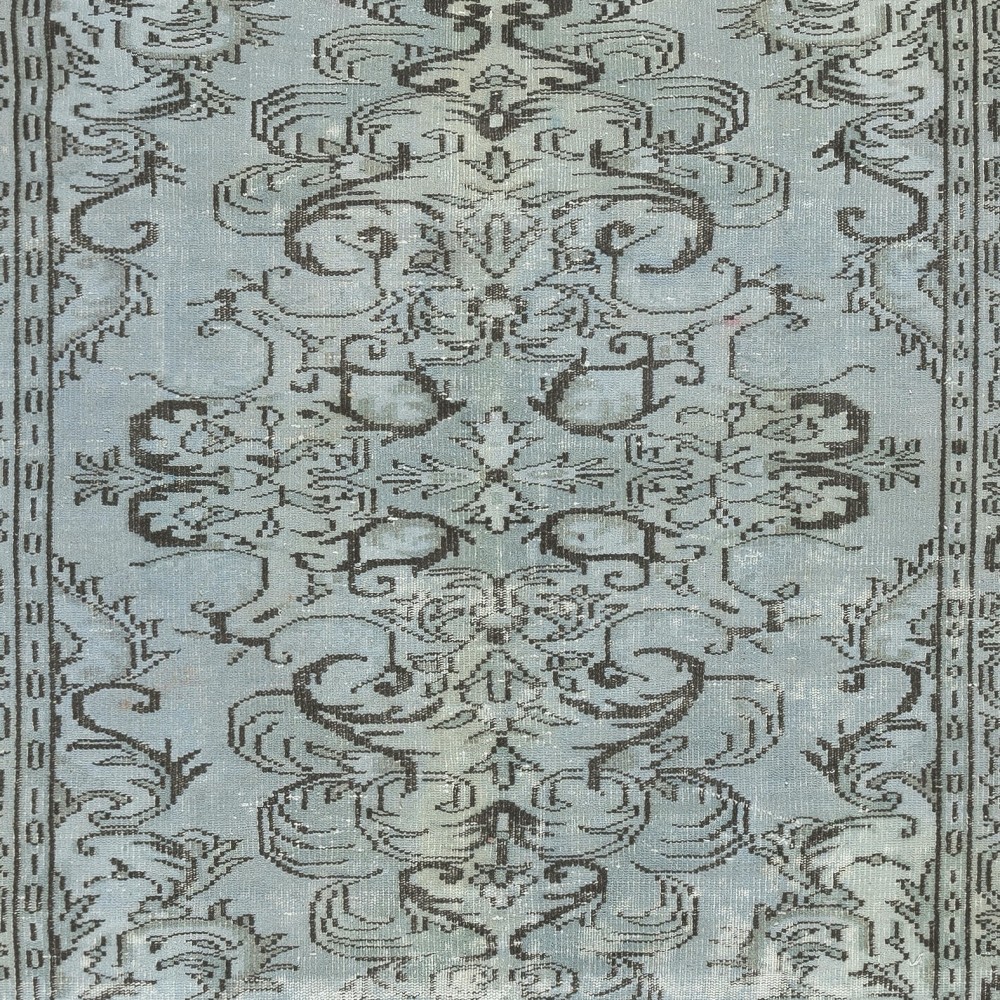 Authentic Modern Handmade Turkish Wool Area Rug in Light Blue Color