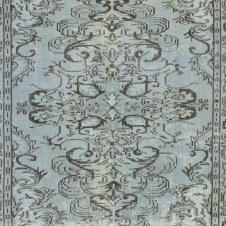 Authentic Modern Handmade Turkish Wool Area Rug in Light Blue Color