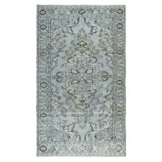 Authentic Modern Handmade Turkish Wool Area Rug in Light Blue Color
