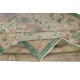 Vintage Turkish Rug in Shades of Green. Hand knotted Floral Medallion Design Carpet
