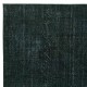 Hand-Knotted Turkish Wool Area Rug Overdyed in Solid Dark Green Color