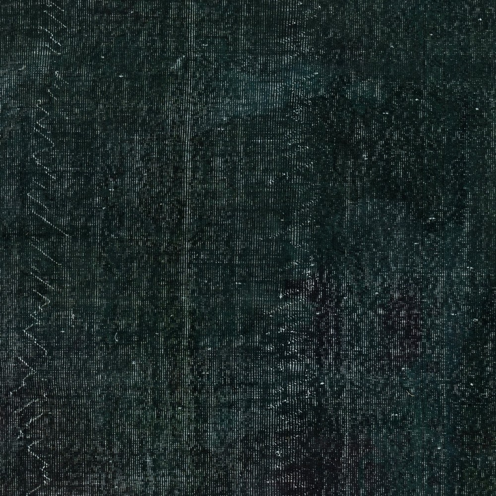 Hand-Knotted Turkish Wool Area Rug Overdyed in Solid Dark Green Color