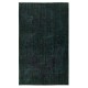 Hand-Knotted Turkish Wool Area Rug Overdyed in Solid Dark Green Color