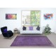 Vintage Handmade Turkish Area Rug redyed in Purple Color for modern interiors