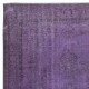 Vintage Handmade Turkish Area Rug redyed in Purple Color for modern interiors