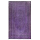 Vintage Handmade Turkish Area Rug redyed in Purple Color for modern interiors