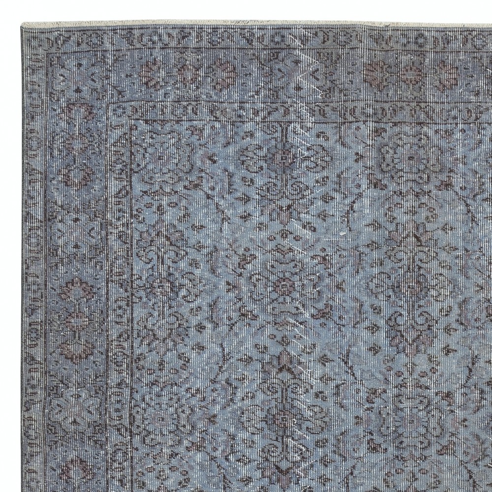 Vintage Handmade Turkish Area Rug dyed in Blue 4 Modern Interiors