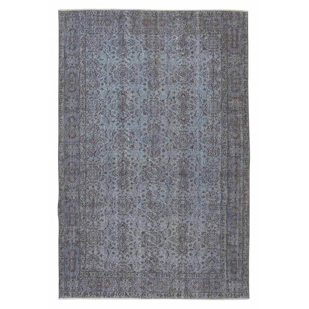 Vintage Handmade Turkish Area Rug dyed in Blue 4 Modern Interiors