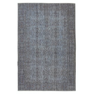 Vintage Handmade Turkish Area Rug dyed in Blue 4 Modern Interiors