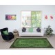Contemporary Handmade Turkish Wool Area Rug in Green Color