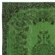 Contemporary Handmade Turkish Wool Area Rug in Green Color