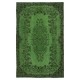 Contemporary Handmade Turkish Wool Area Rug in Green Color