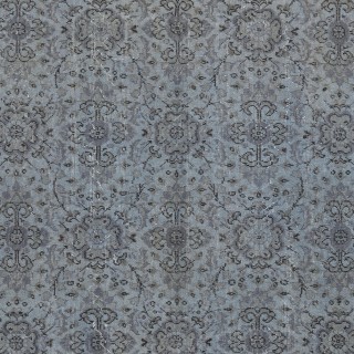 Vintage Handmade Floral Design Turkish Area Rug dyed in Blue 4 Modern Interiors