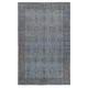 Vintage Handmade Floral Design Turkish Area Rug dyed in Blue 4 Modern Interiors