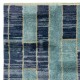 Contemporary Hand-Knotted Tulu Rug in Blue Tones, 100% Wool, Custom Options Available