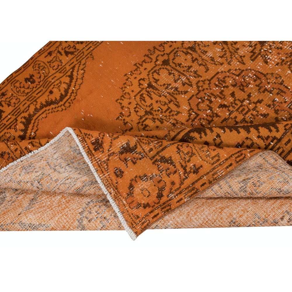 Vivid Orange Turkish Rug, Handmade Bohem Carpet, Vibrant Colored Floor Covering