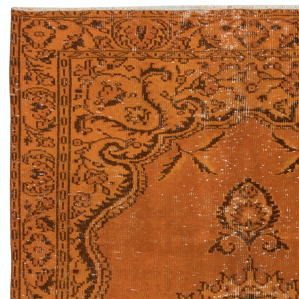 Vivid Orange Turkish Rug, Handmade Bohem Carpet, Vibrant Colored Floor Covering