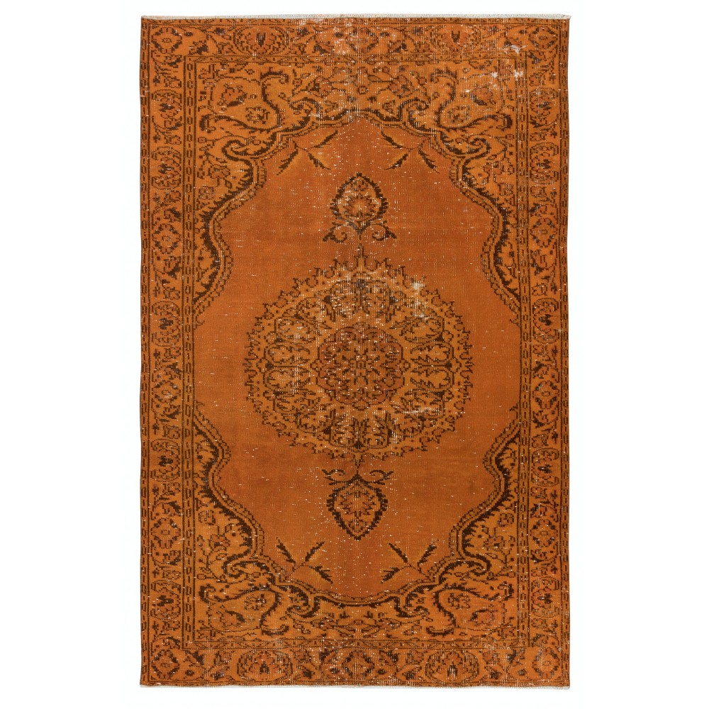 Vivid Orange Turkish Rug, Handmade Bohem Carpet, Vibrant Colored Floor Covering