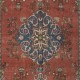 Vintage Handmade Turkish Wool Area Rug with Medallion Design