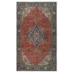 Vintage Handmade Turkish Wool Area Rug with Medallion Design