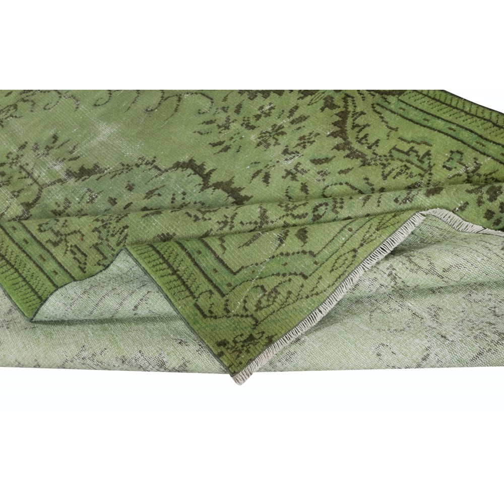 Modern Wool Area Rug. Handmade in Turkey. Green Color Living Room Rug