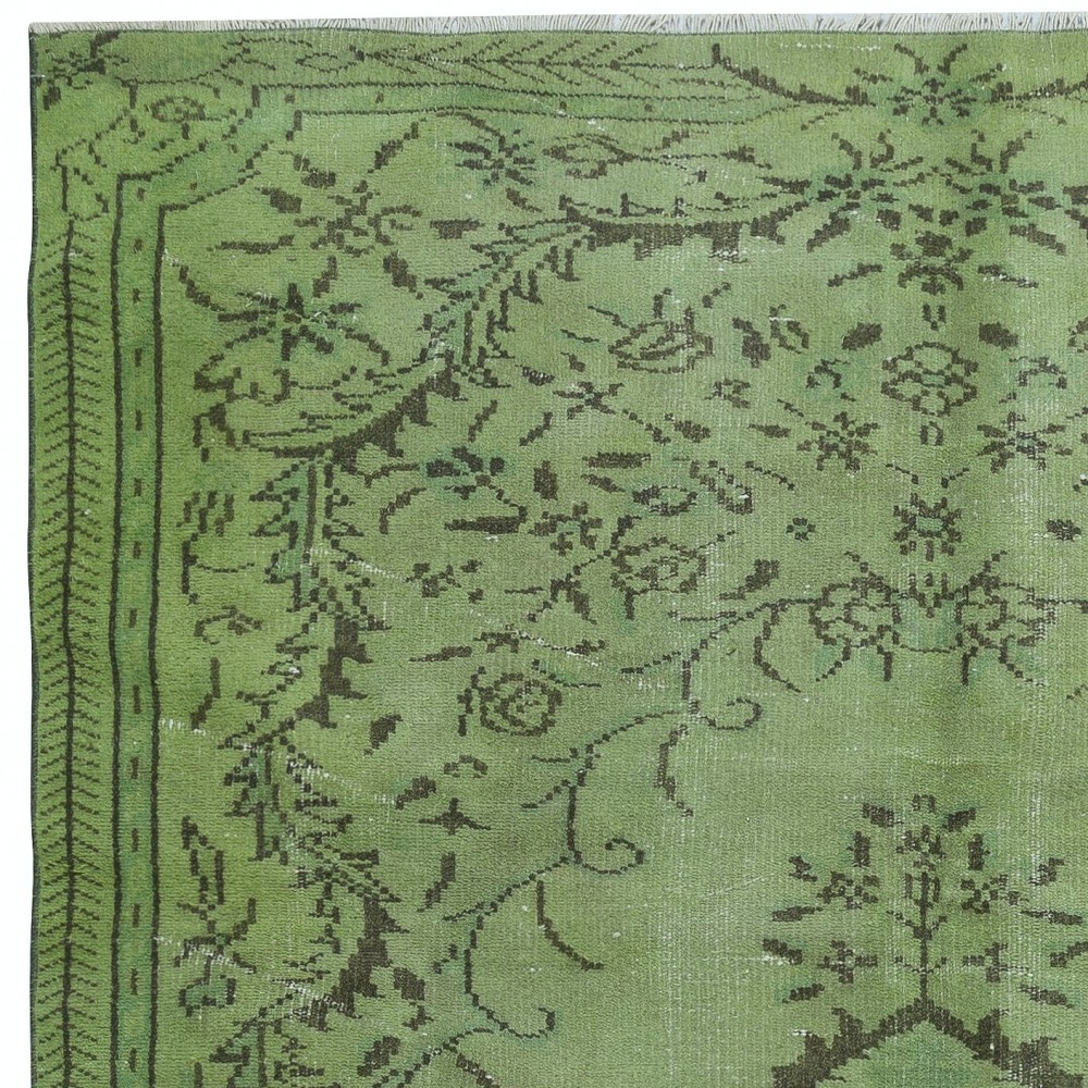 Modern Wool Area Rug. Handmade in Turkey. Green Color Living Room Rug