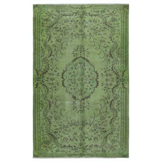 Modern Wool Area Rug. Handmade in Turkey. Green Color Living Room Rug