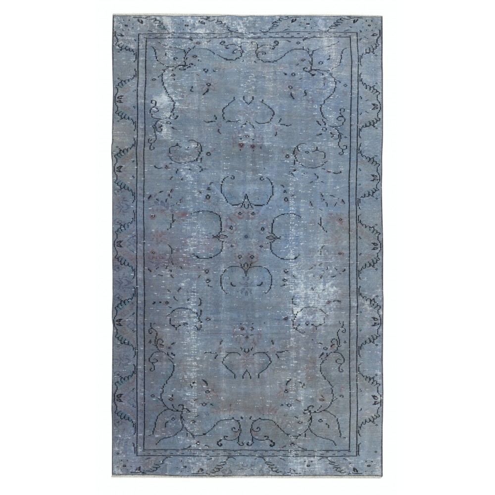 Modern Handmade Turkish Area Rug in Light Blue Color. Woolen Floor Covering
