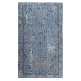 Modern Handmade Turkish Area Rug in Light Blue Color. Woolen Floor Covering