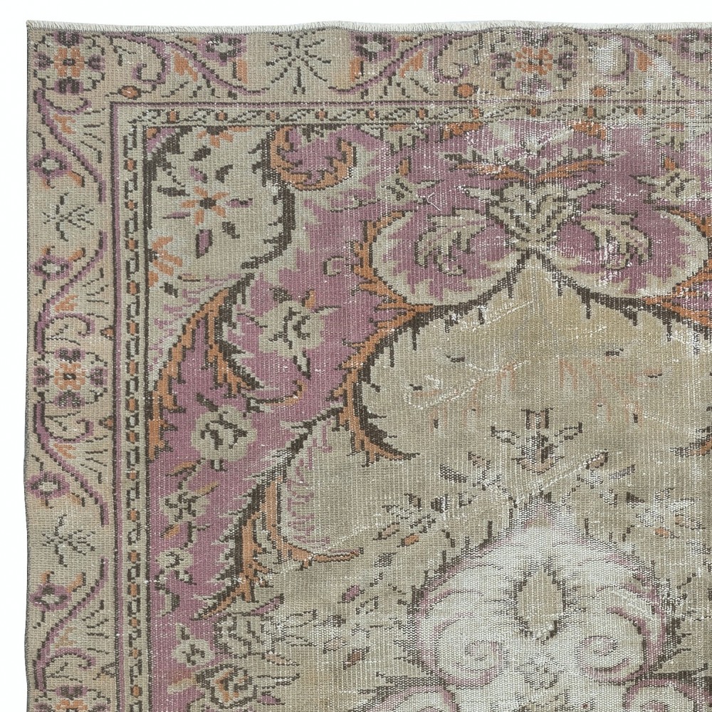 Traditional Vintage Handmade Wool Area Rug. One of a kind Turkish Carpet