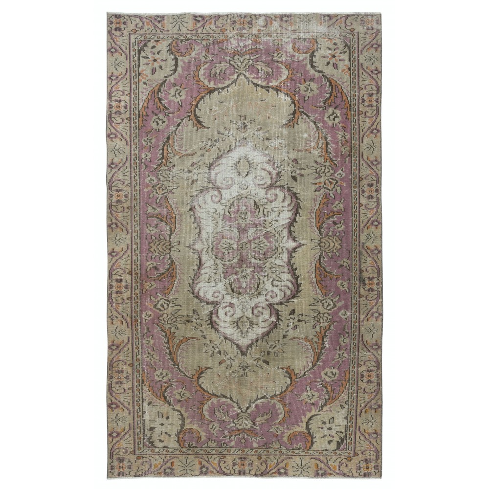 Traditional Vintage Handmade Wool Area Rug. One of a kind Turkish Carpet