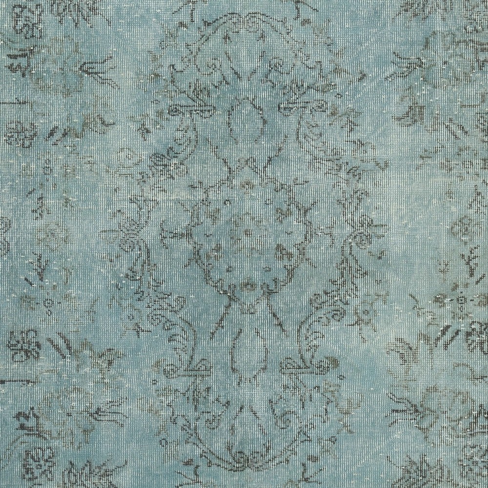 Hand Knotted Light Blue Color Area Rug, Modern Medallion Design Turkish Floor Covering