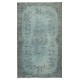 Hand Knotted Light Blue Color Area Rug, Modern Medallion Design Turkish Floor Covering