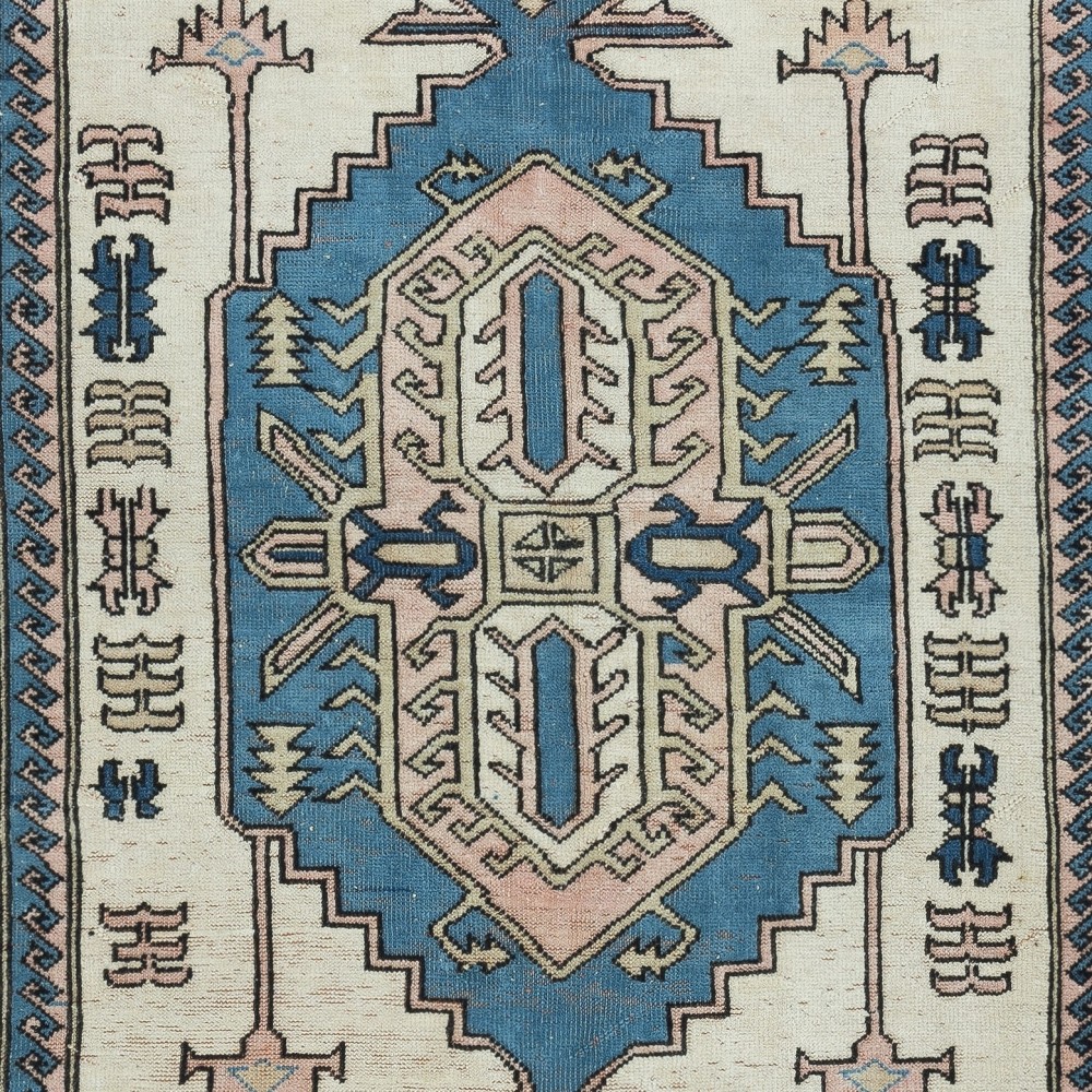 One of a kind Vintage Handmade Turkish Area Rug. 100% Wool