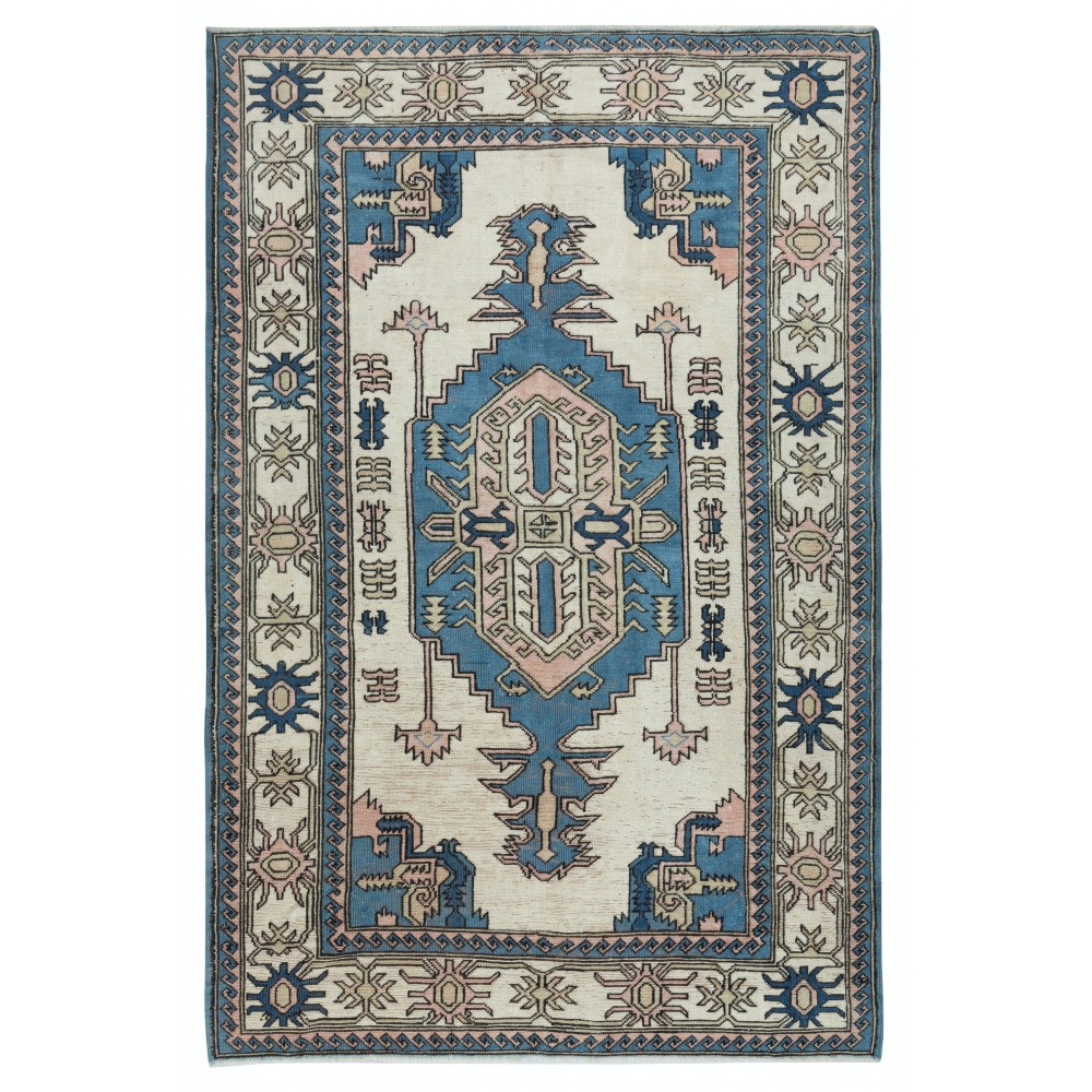 One of a kind Vintage Handmade Turkish Area Rug. 100% Wool