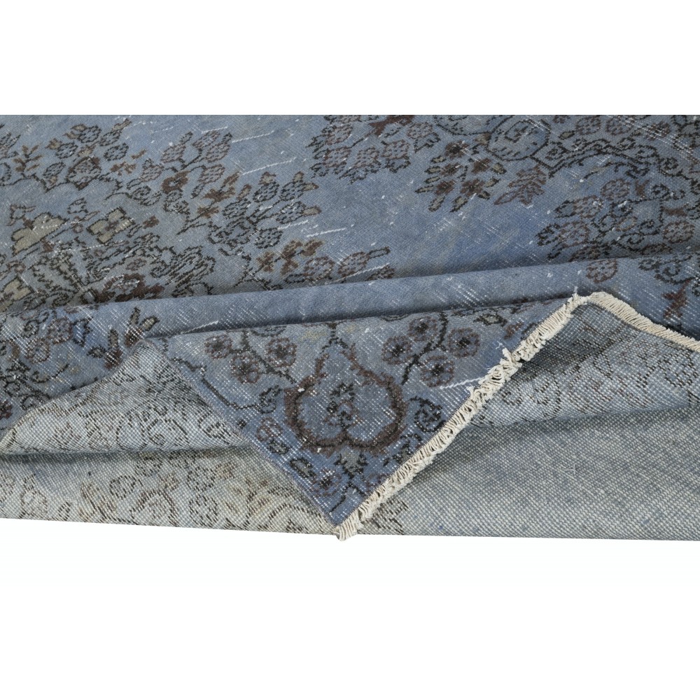 Vintage Handmade Turkish Area Rug dyed in Light Blue 4 Modern Interiors
