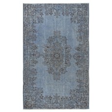 Vintage Handmade Turkish Area Rug dyed in Light Blue 4 Modern Interiors
