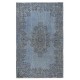 Vintage Handmade Turkish Area Rug dyed in Light Blue 4 Modern Interiors