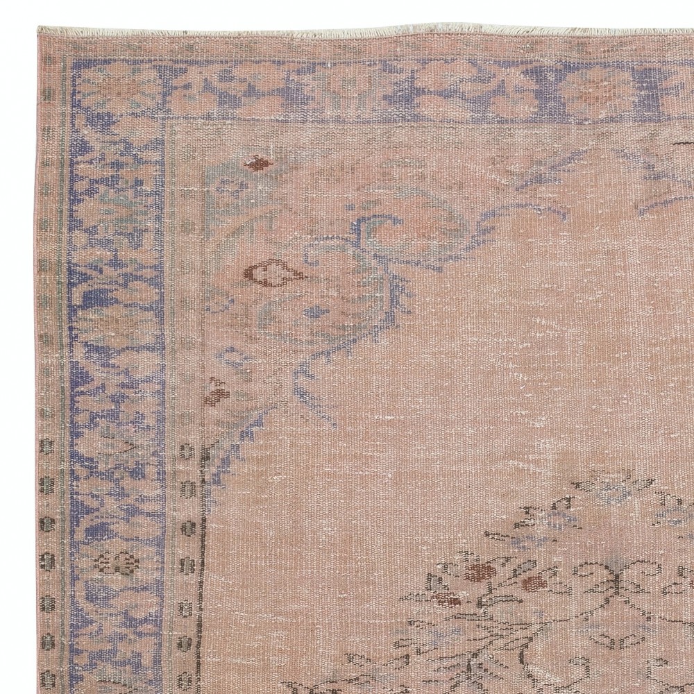 Soft Pink Color Anti-bacterial Wool Area Rug. Hand Knotted Turkish Rug
