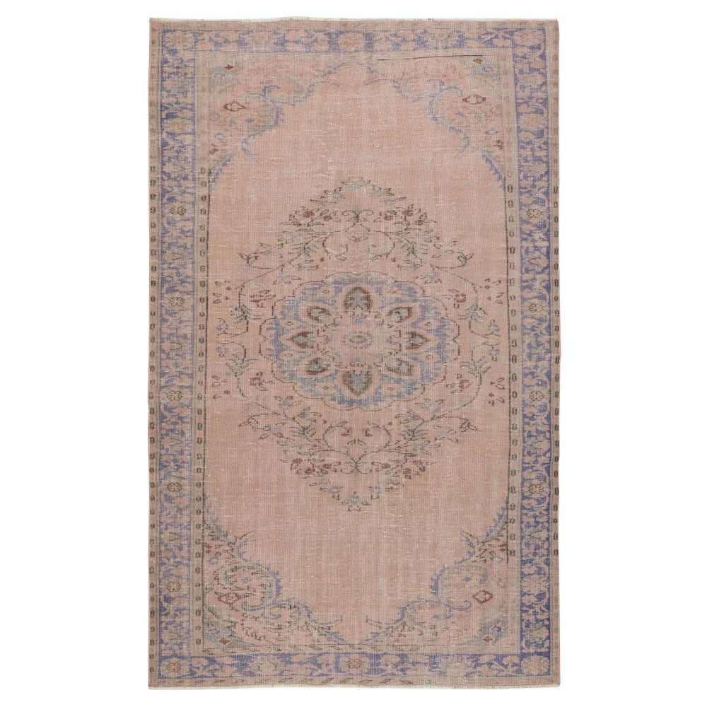 Soft Pink Color Anti-bacterial Wool Area Rug. Hand Knotted Turkish Rug