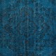Vintage Handmade Turkish Area Rug redyed in Blue Color for modern interiors