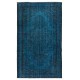 Vintage Handmade Turkish Area Rug redyed in Blue Color for modern interiors