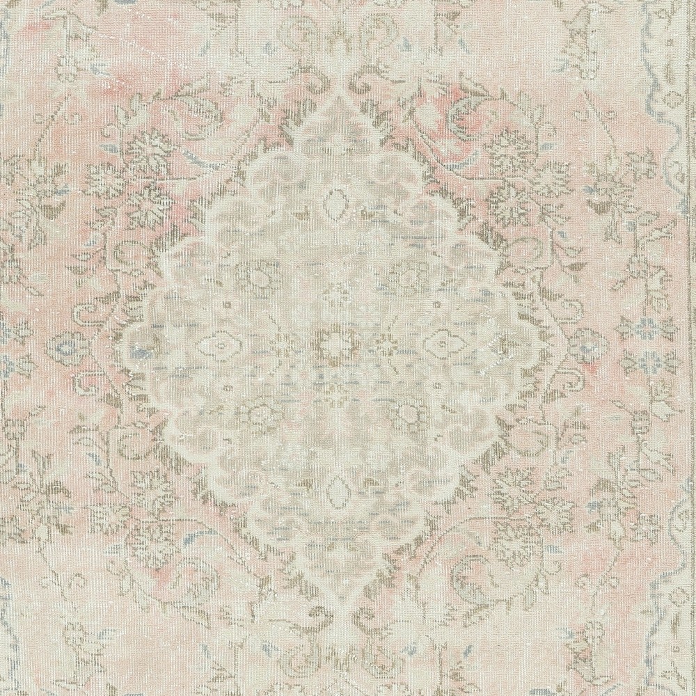 One of a kind Vintage Area Rug, Sun Faded Handmade Turkish Carpet