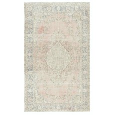 One of a kind Vintage Area Rug, Sun Faded Handmade Turkish Carpet
