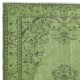 Green Color Over-Dyed Rug. Modern Handmade Turkish Area Rug. Bohemian Home Decor