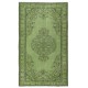Green Color Over-Dyed Rug. Modern Handmade Turkish Area Rug. Bohemian Home Decor