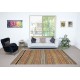 Vintage Handwoven Turkish Kilim Rug (Flat Weave) with Colorful Stripes. 100% Wool