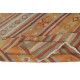 Vintage Handwoven Turkish Kilim Rug (Flat Weave) with Colorful Stripes. 100% Wool